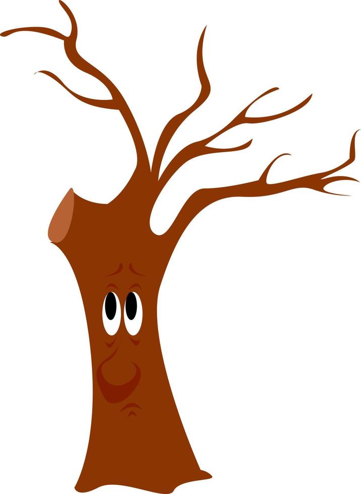 Árbol triste, ilustración, vector sobre fondo blanco.