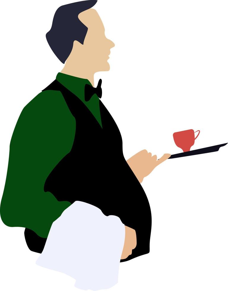 Waiter, illustration, vector on white background.