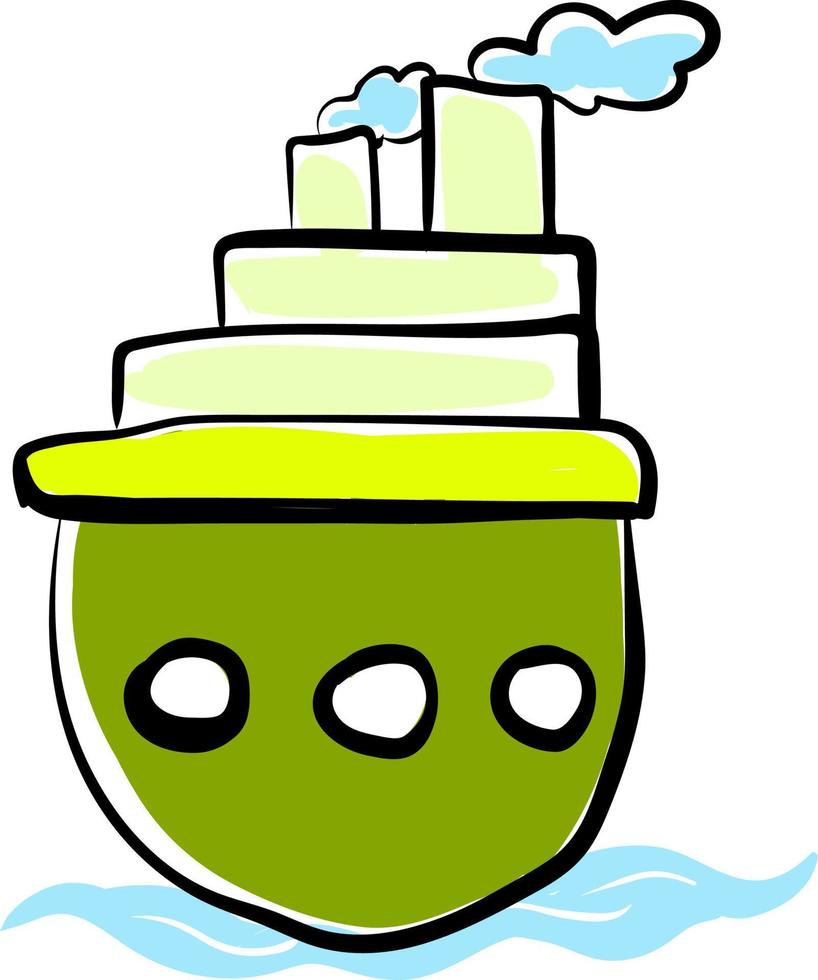 Green boat, illustration, vector on white background.