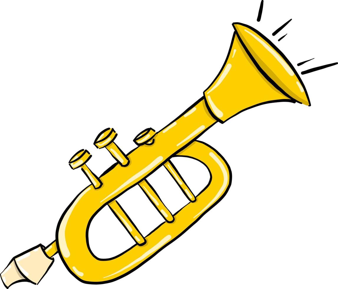 Yellow trumpet , illustration, vector on white background