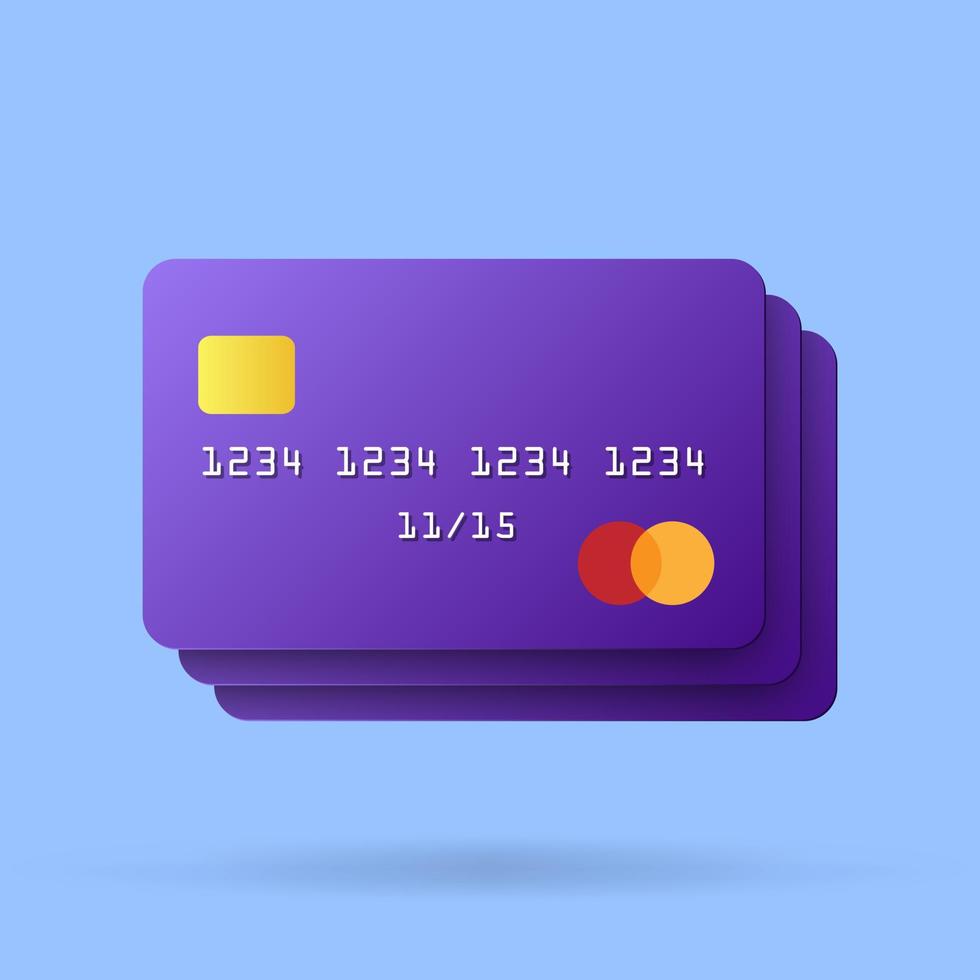 3D icons card money financial security for online shopping, online payment vector