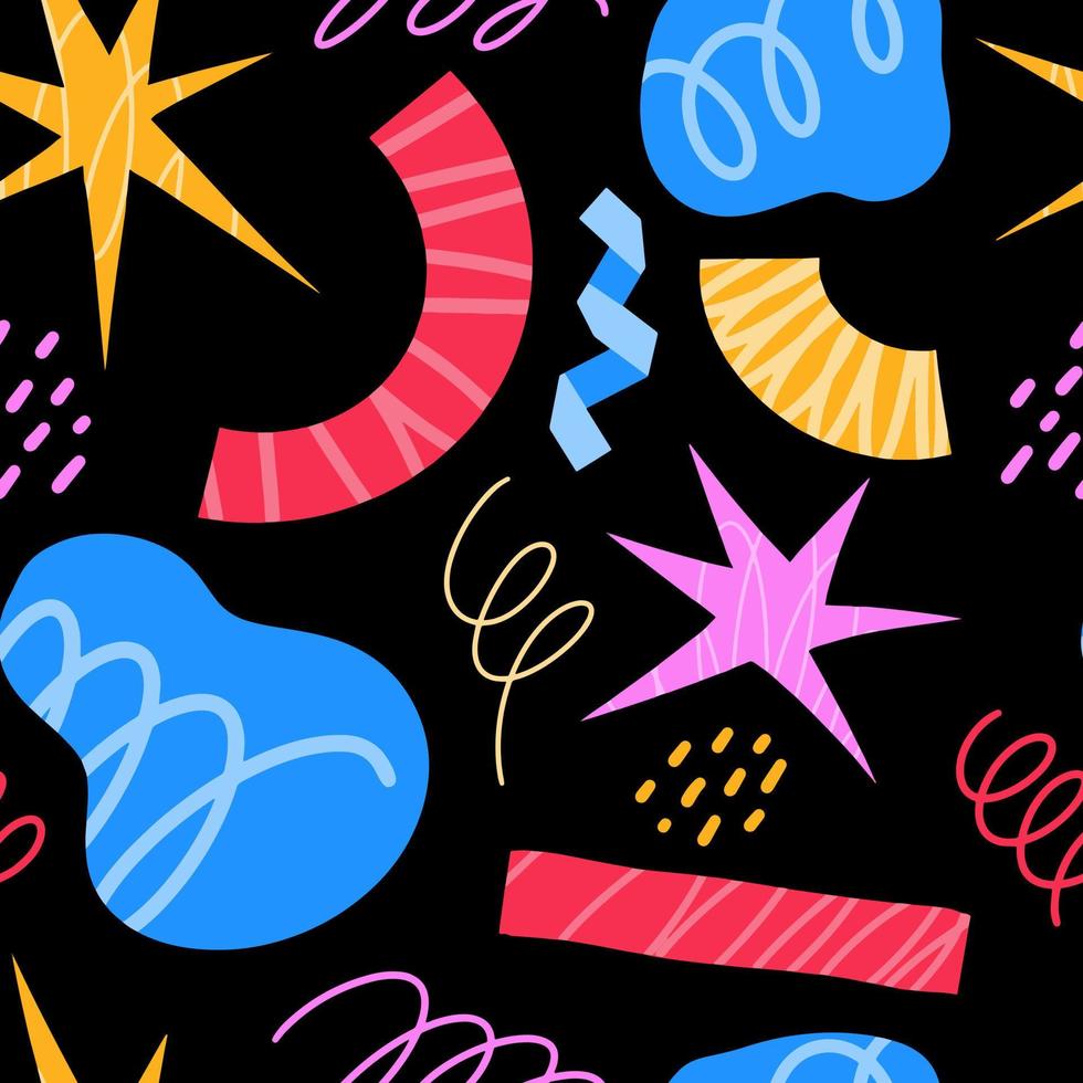 Vector seamless background pattern doodle illustration abstract shape, retro bright hand drawn, Abstract comic background , flat cartoon in children's style