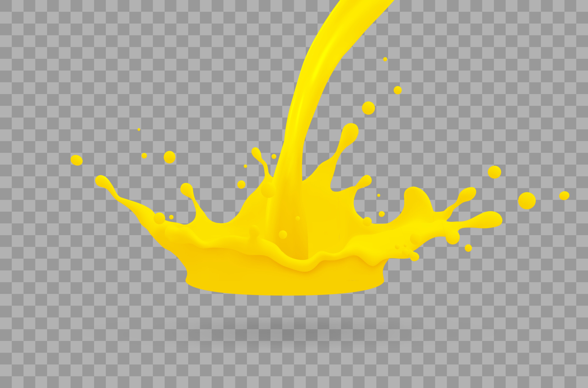 Orange juice, splatter orange splashes of paint, 3d realistic vector