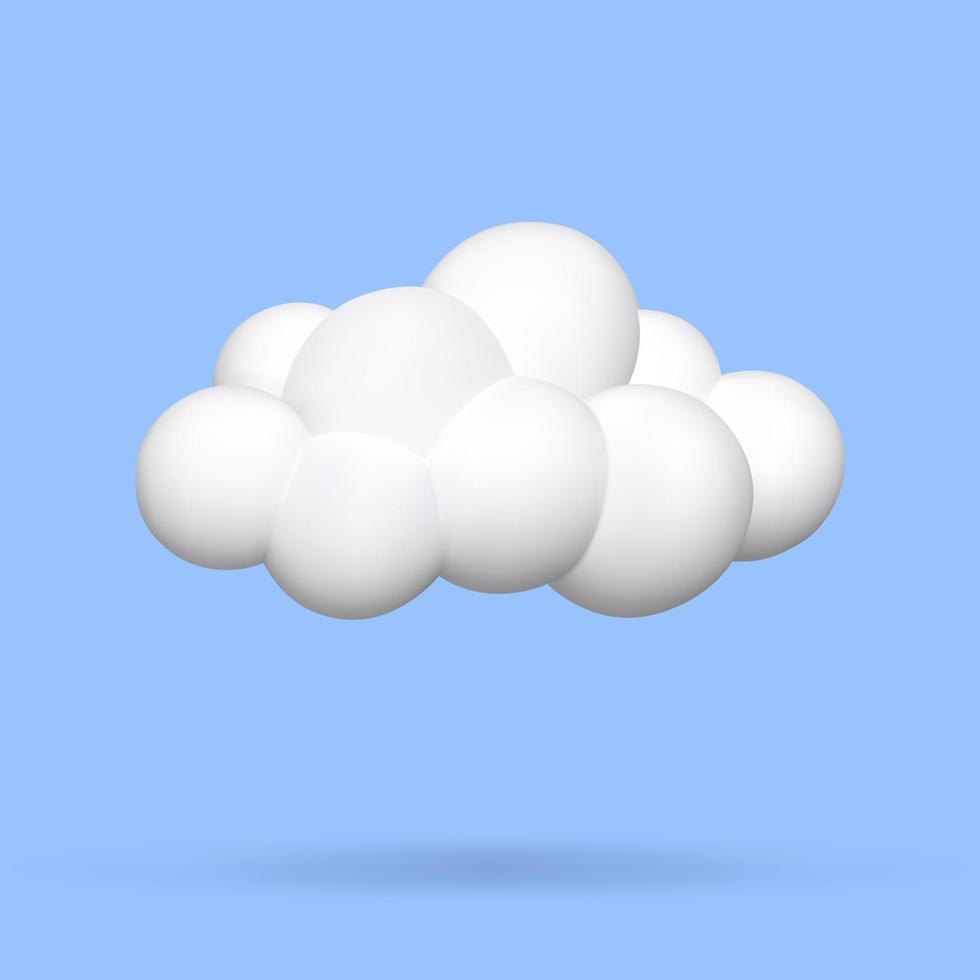 White 3d icons clouds isolated Vector illustration.