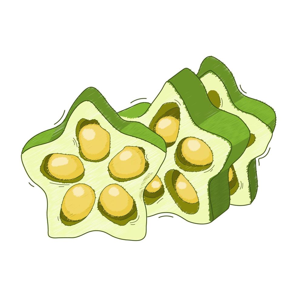 illustration, vegetable abelmos okra gombo on white background vector