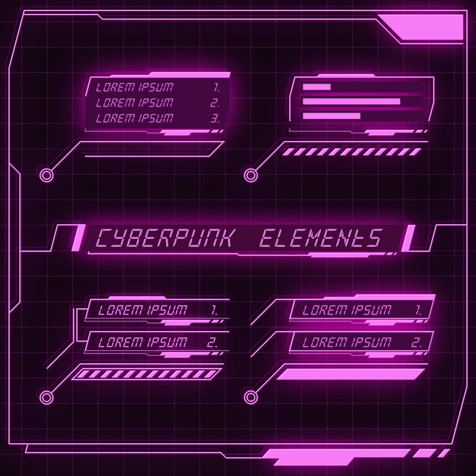 colección de panel de control futurista de ciencia ficción de elementos hud gui vr ui diseño cyberpunk estilo retro. vector