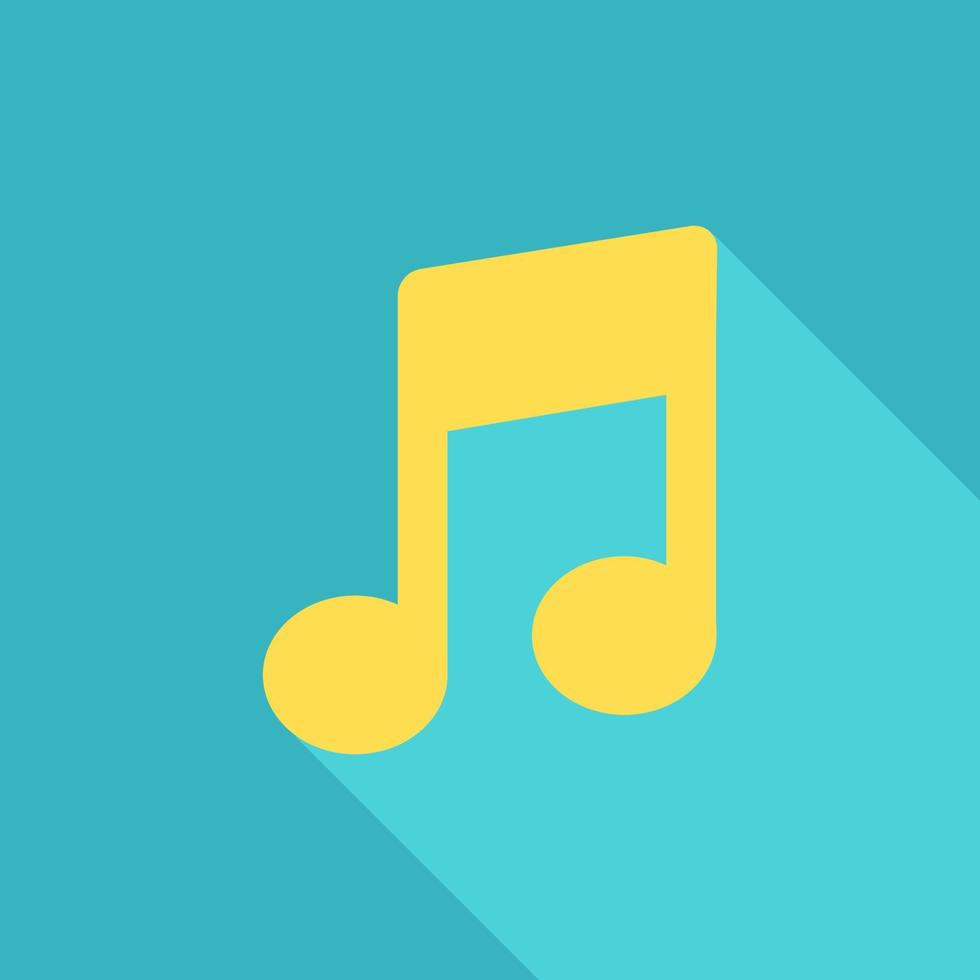 Yellow music note, illustration, vector, on a white background. vector