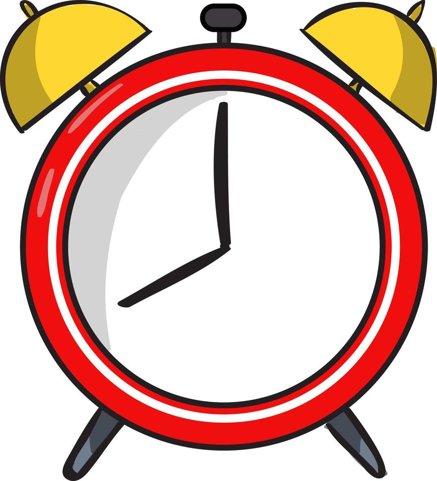 Red clock, illustration, vector on white background.