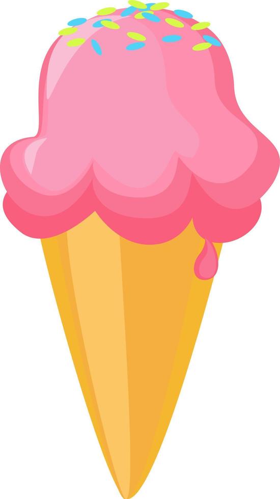 Ice cream with sprinkles, illustration, vector on white background