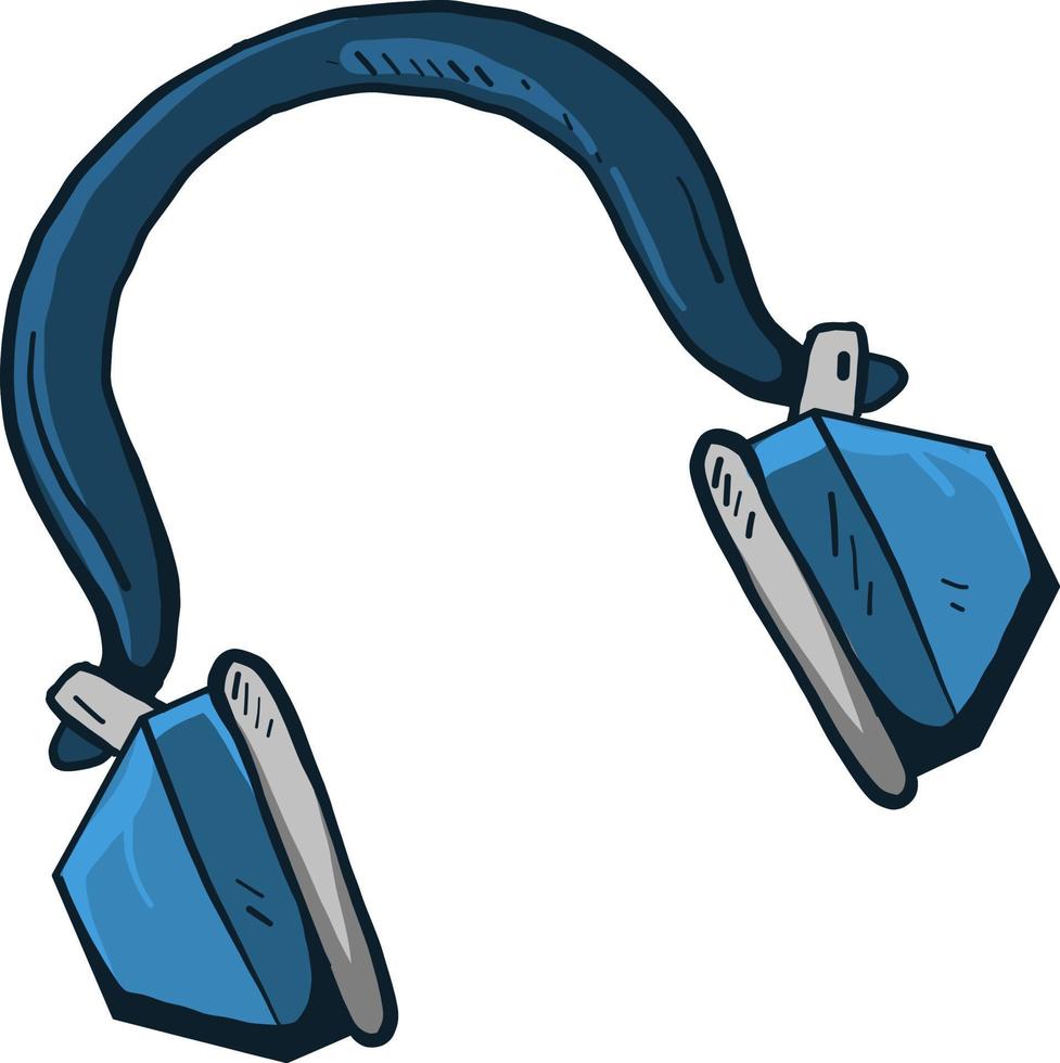Small blue headphones, illustration, vector on white background.