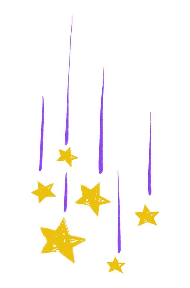 Vector illustration, stars pencil outline effect, hand drawn stars, doodles with pencils