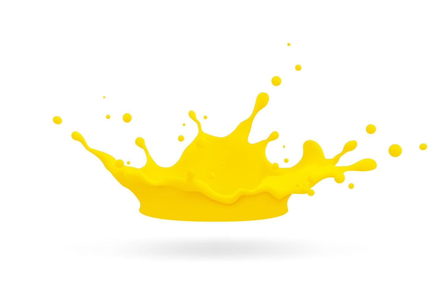 Orange juice, splatter orange splashes of paint, 3d realistic vector illustration