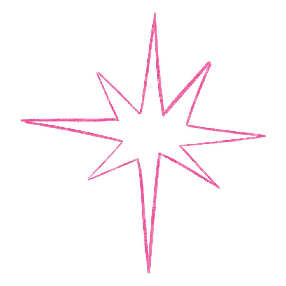 ilustración vectorial, efecto de contorno de lápiz de estrellas, estrellas dibujadas a mano, garabatos con lápices vector