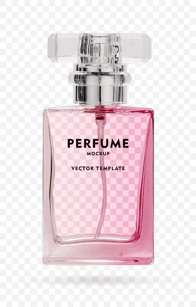 botella de perfume. botella de vidrio para perfume y perfumería. ilustración vectorial maqueta 3d realista. vector