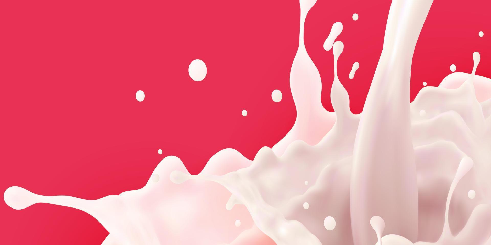 Milk jet background, milky splash, vector realistic liquid white splash on isolated background. 3d illustration.