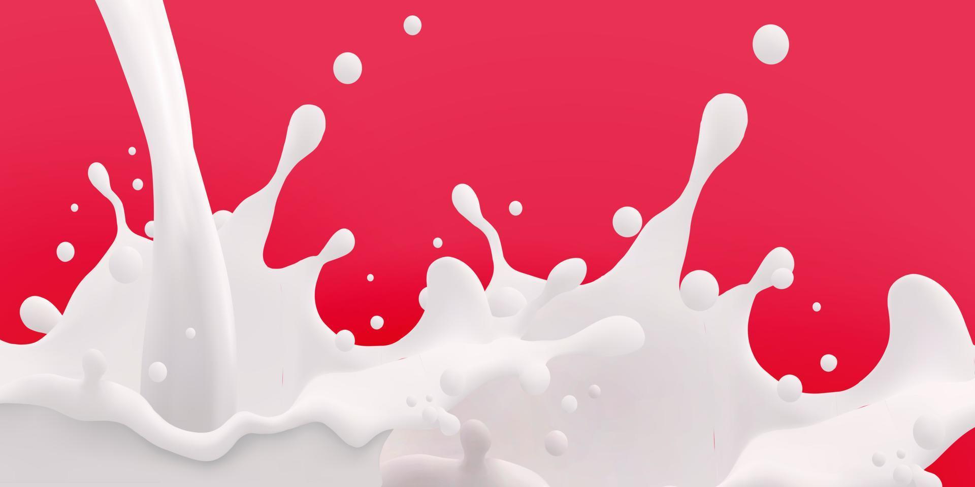 Milk jet background, milky splash, vector realistic liquid white splash on isolated background. 3d illustration.