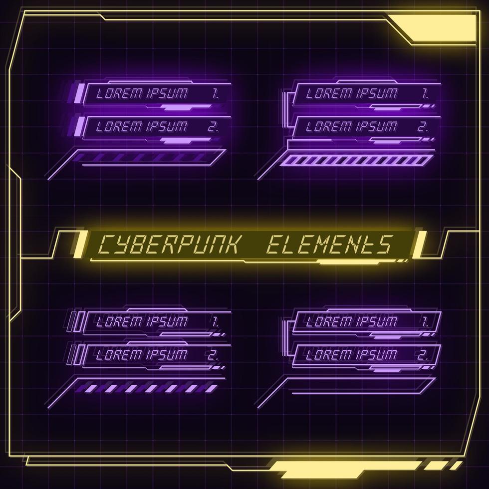 colección de panel de control futurista de ciencia ficción de elementos hud gui vr ui diseño cyberpunk estilo retro. vector