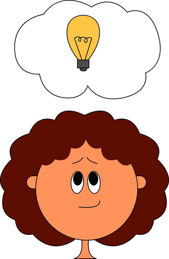 Chica teniendo idea, ilustración, vector sobre fondo blanco.