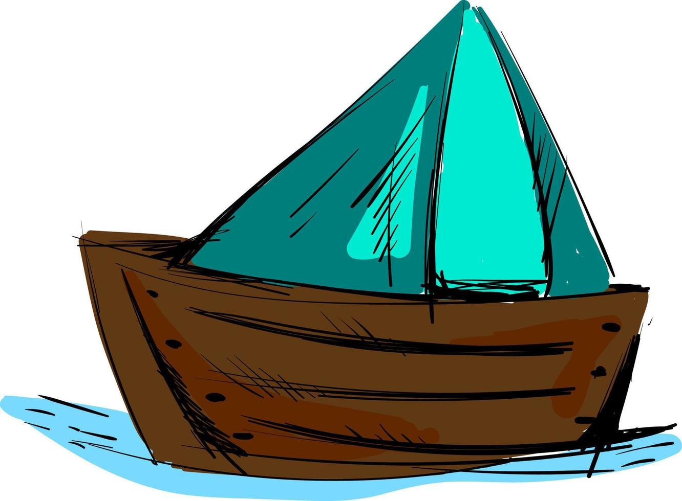 Boat on water, illustration, vector on white background.