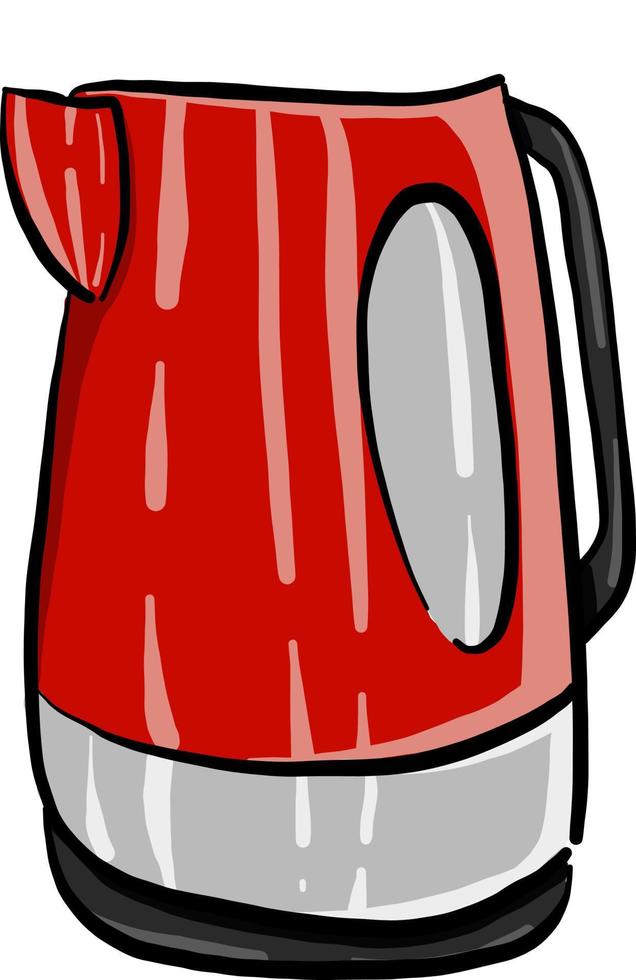 Red kettle, illustration, vector on white background