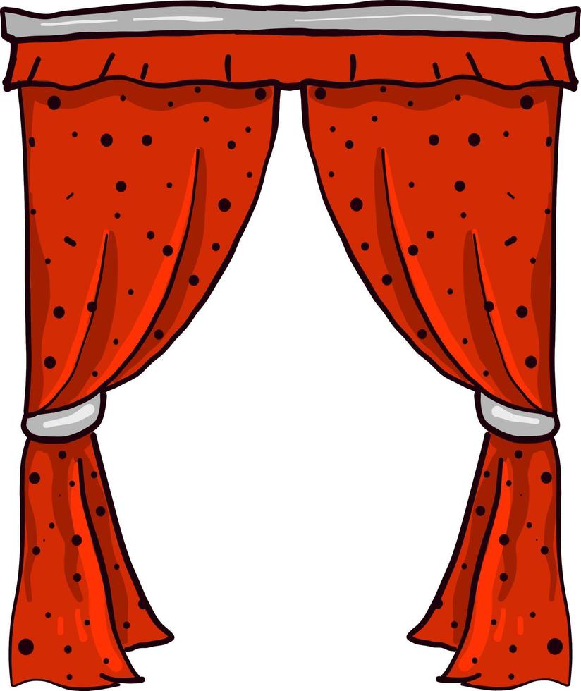 Red curtains, illustration, vector on white background.