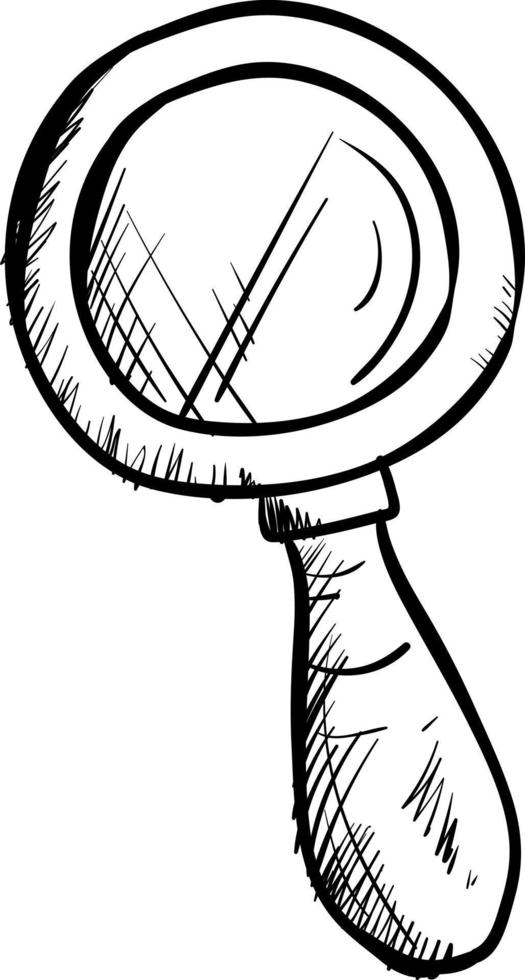 Silver magnifying glass drawing, illustration, vector on white background