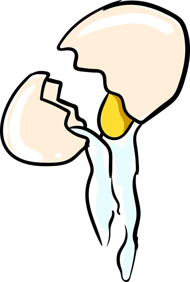 Open egg drawing, illustration, vector on white background.