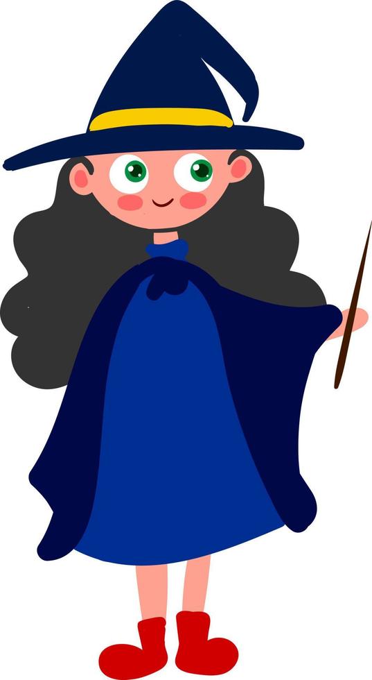 Drawing witch, illustration, vector on white background