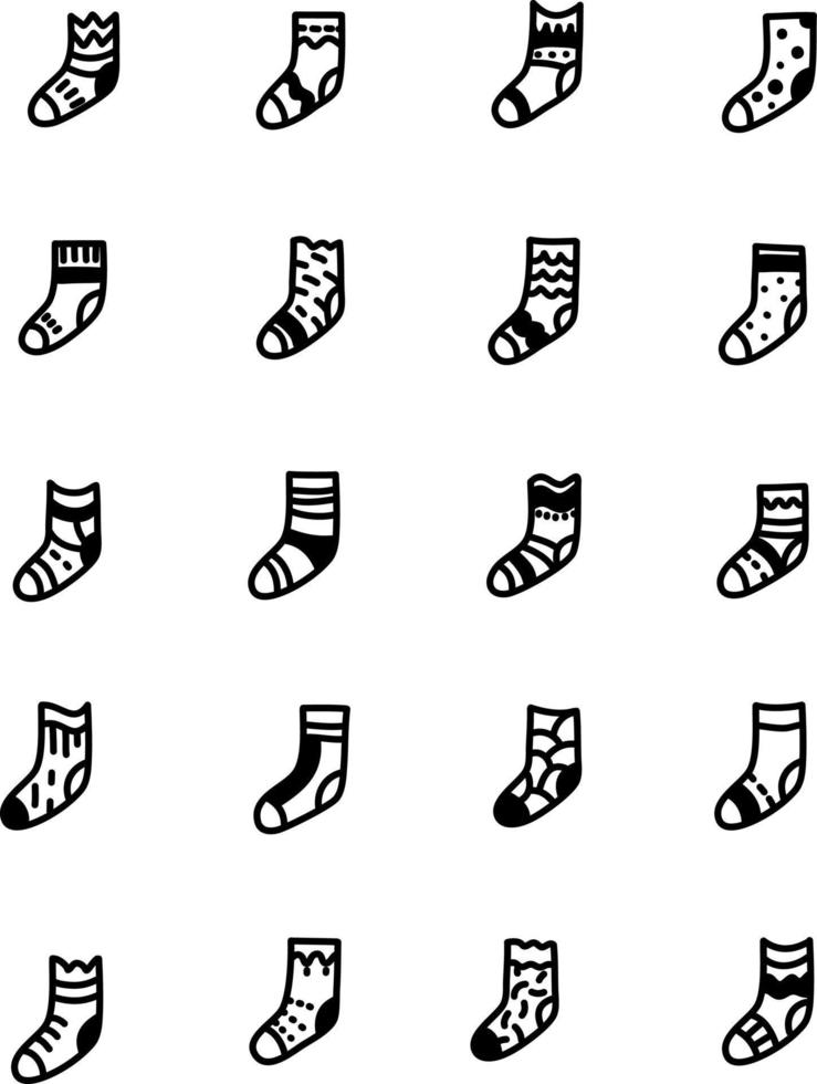 calcetines decorativos en blanco y negro, ilustración, vector sobre fondo blanco