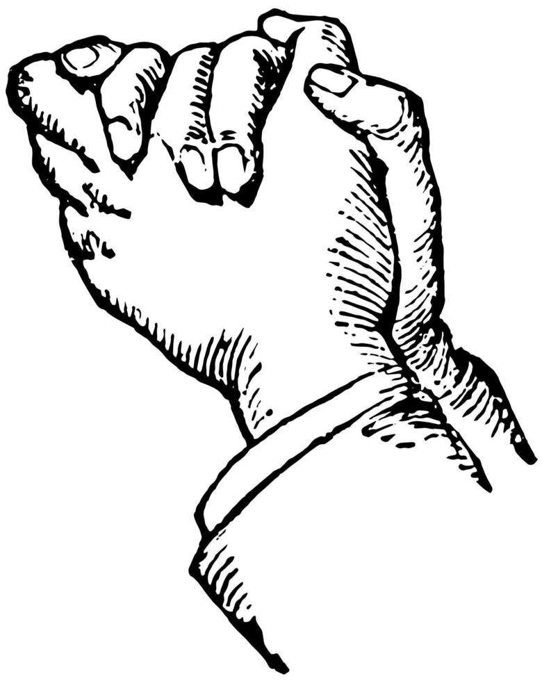 This picture represents the hands position in earnest entreaty, vintage engraving. vector