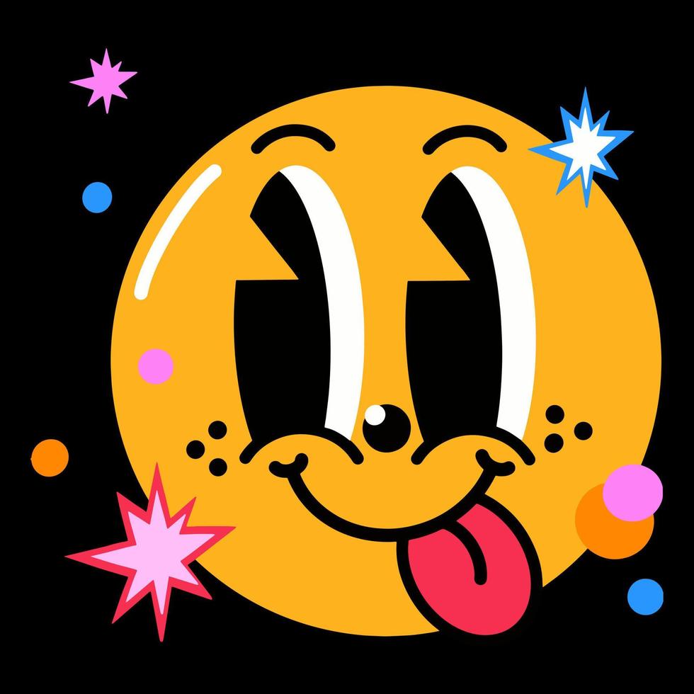 Vector illustration smile, bright hand drawn, Abstract comic icon, flat cartoon character in children's style