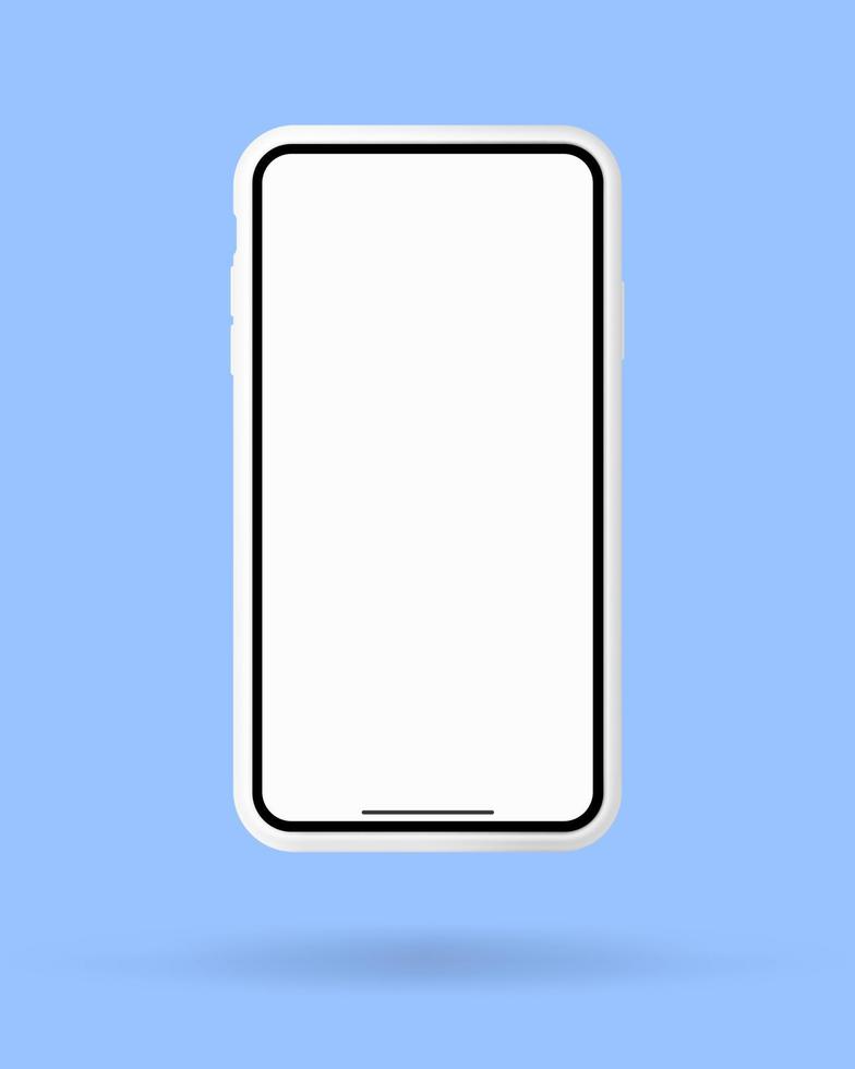 smartphone 3d white screen. mobile phone vector Isolated illustration.