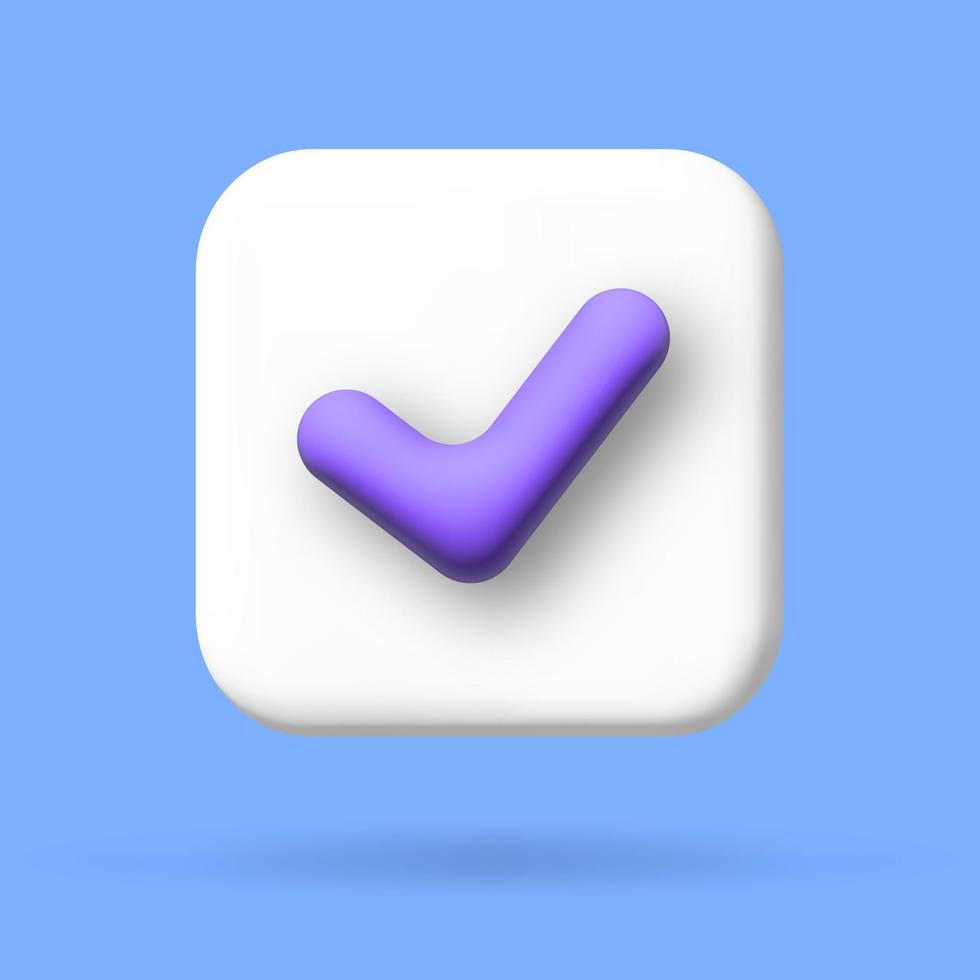 Check mark confirmation and approval icon. Vector 3d illustration.