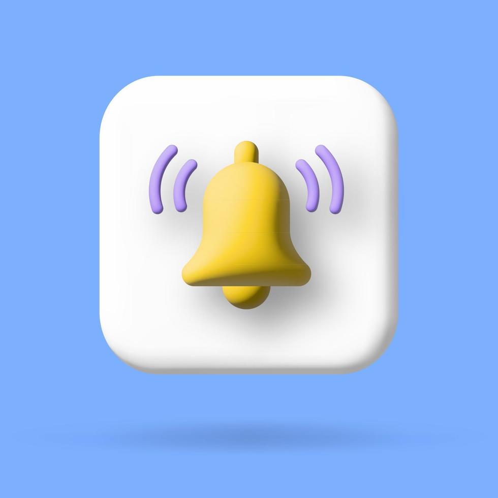 icono de campana de mensaje de notificación 3d vector