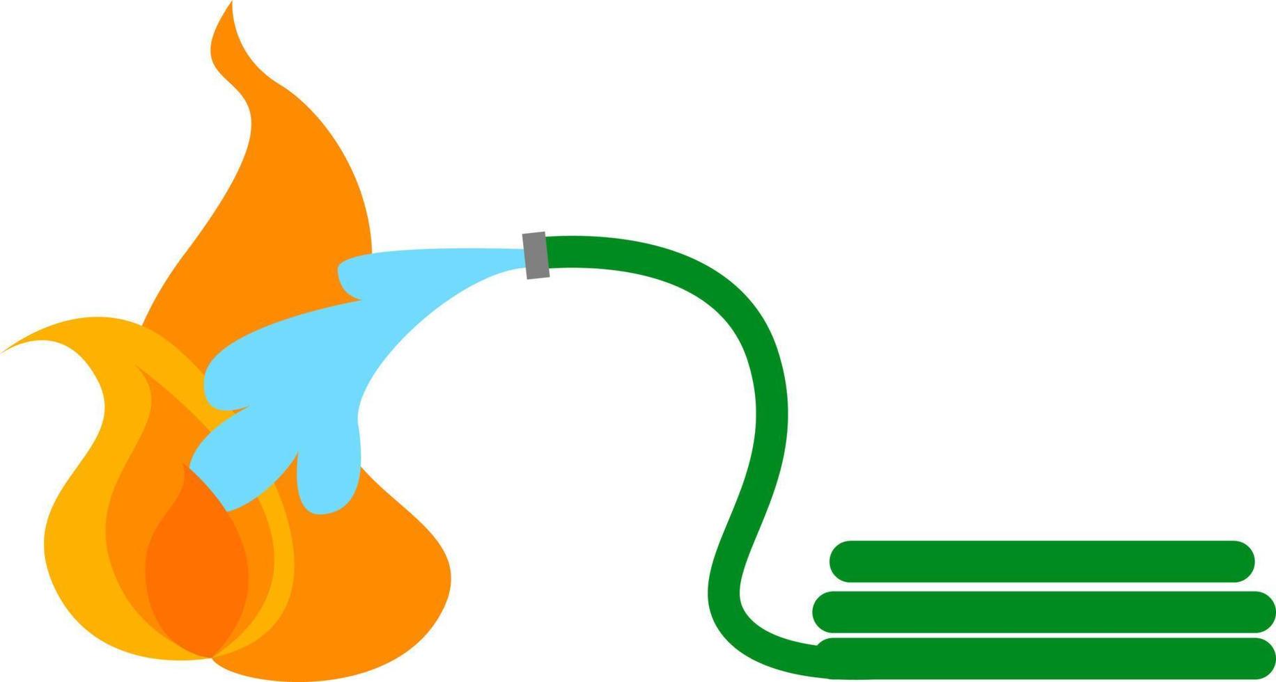 Green watering hose, illustration, vector on white background.