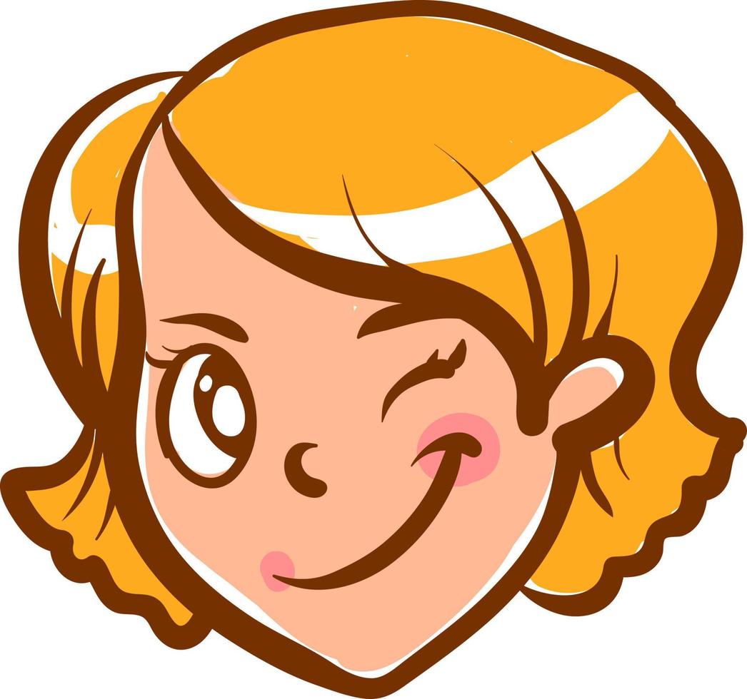 Winking girl, illustration, vector on white background.