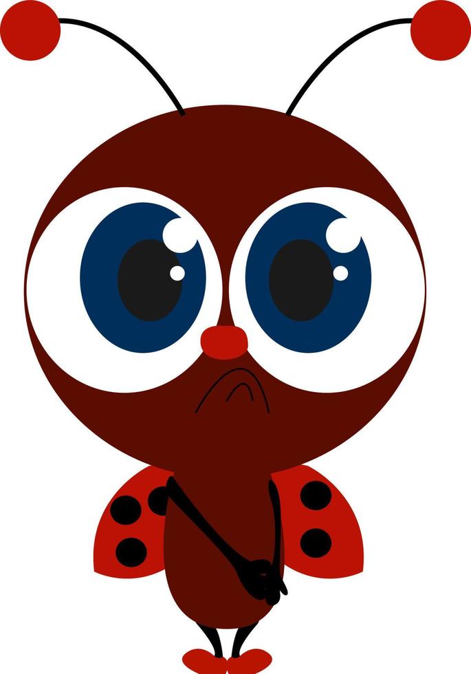 Sad ladybug, illustration, vector on white background.