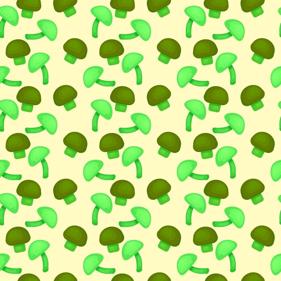 Green small mushrooms , seamless pattern on a green background. vector