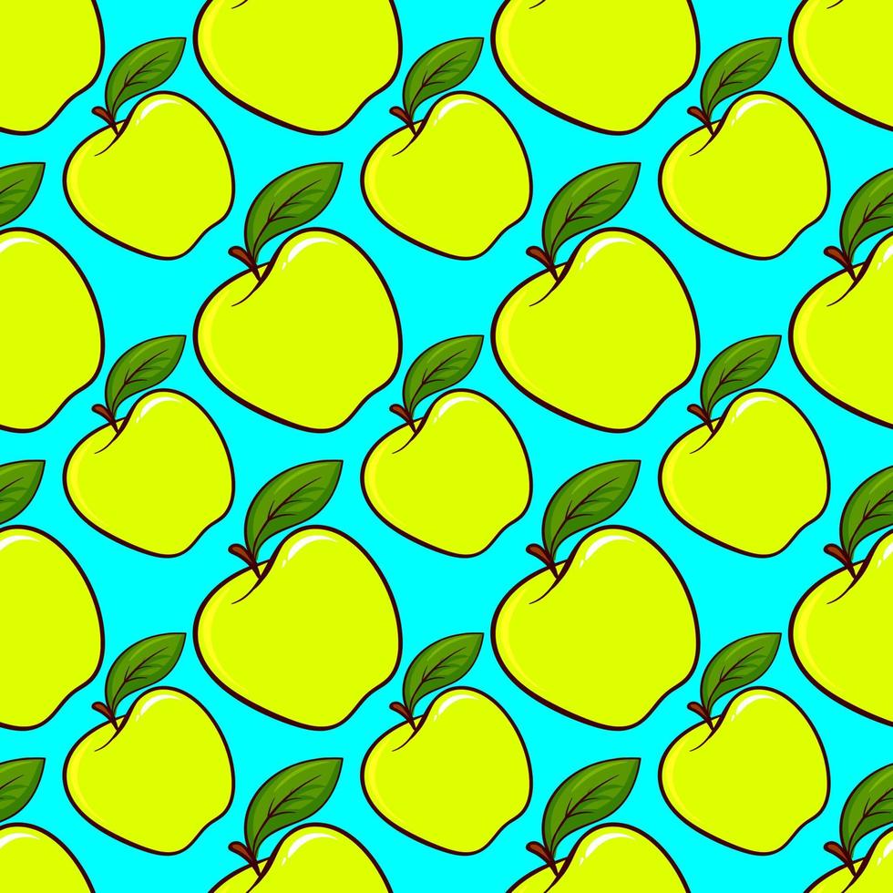 Apple pattern, seamless pattern on cyan background. vector