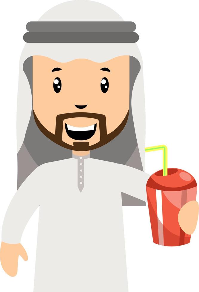 Arab men with water, illustration, vector on white background.