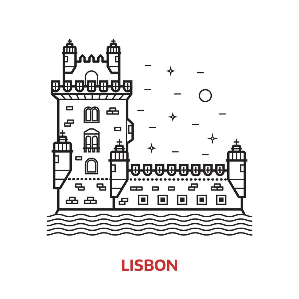 Lisbon Landmark Vector Illustration