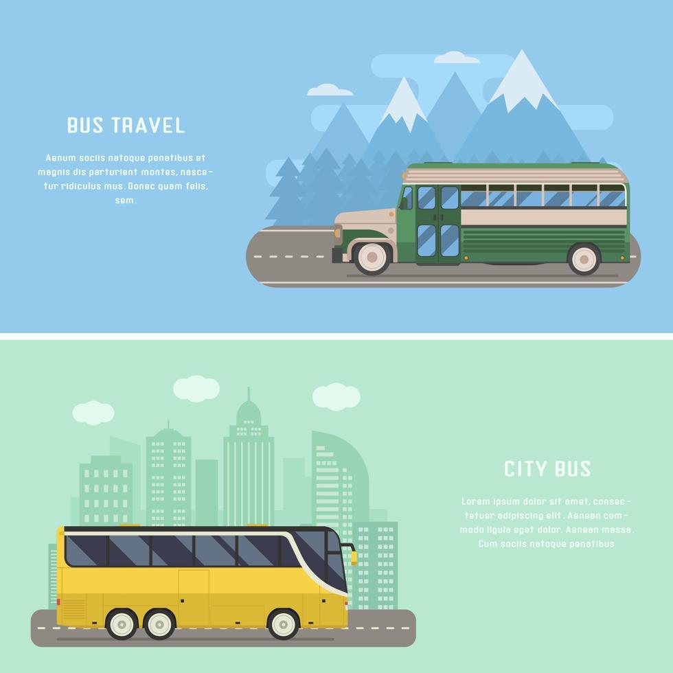 Travel by Bus Concept Banners vector
