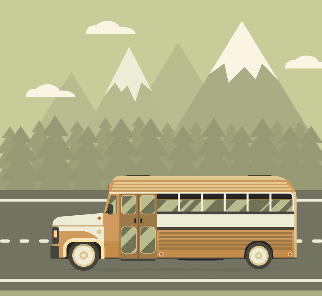 viaje en autobús en concepto de carretera vector