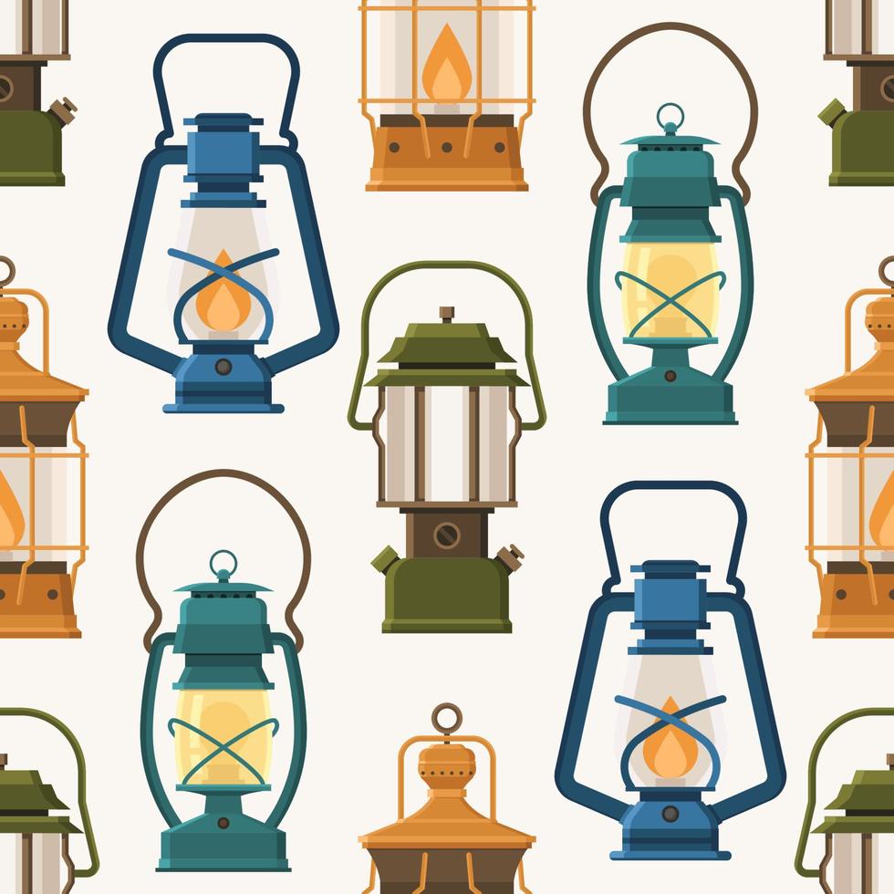 Retro Lantern or Gas Lamp Pattern vector