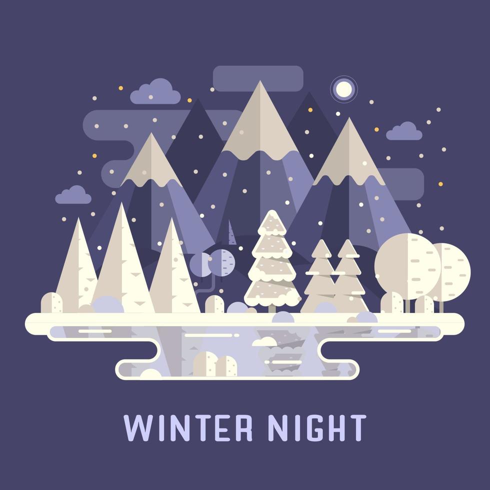 Mountain Lake Winter Background vector