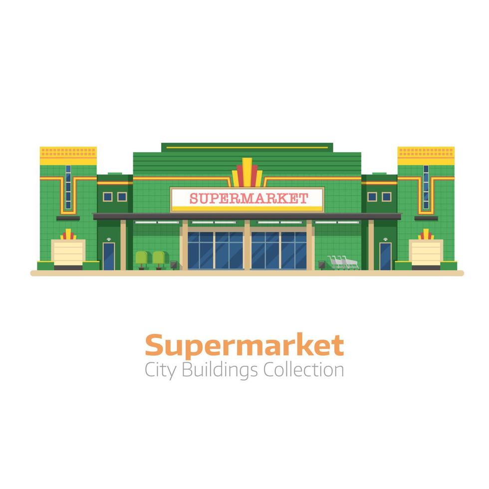 Supermarket or Grocery Store Building vector