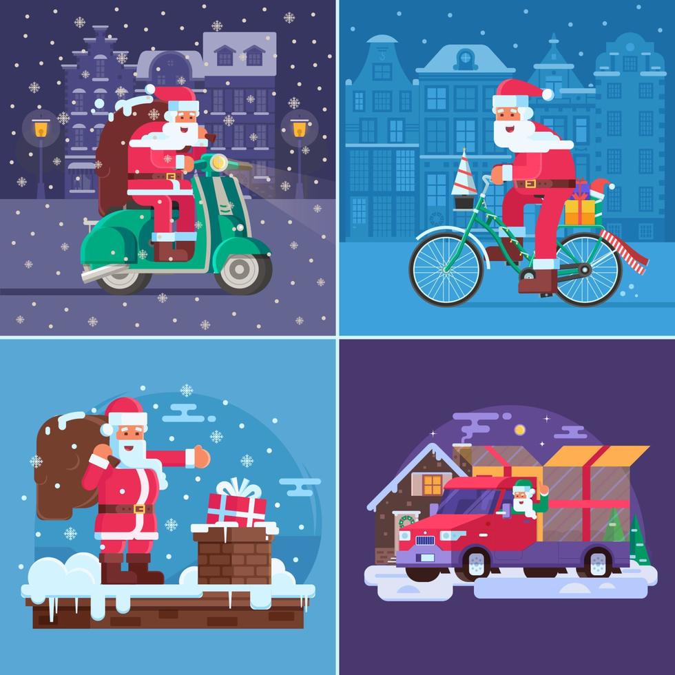 Christmas Gift Delivery Concept Scenes vector