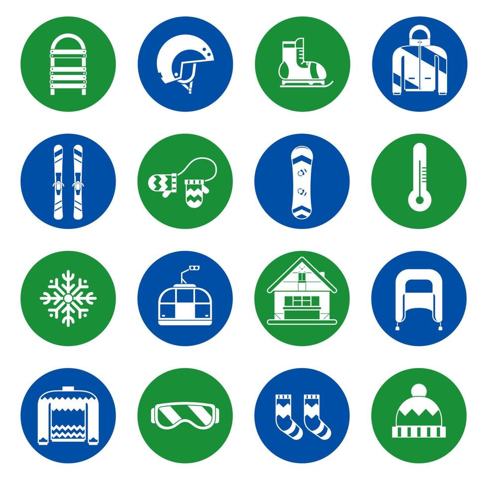 Winter Activity and Fun Outline Icon Set vector