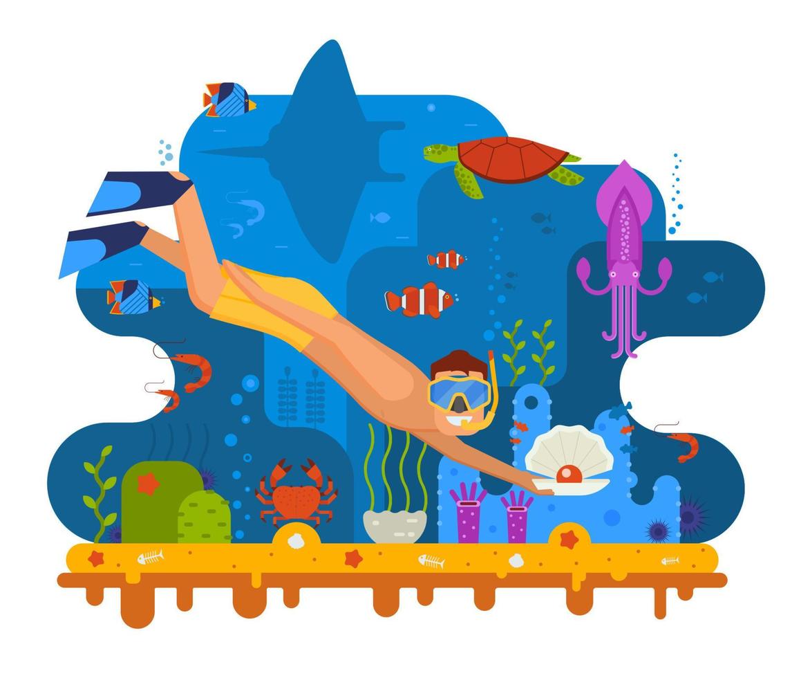 Pearl Diver Under the Sea vector