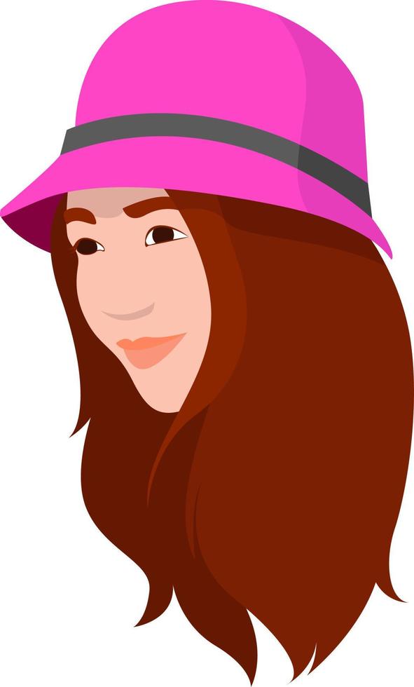 Chinese woman with hat, illustration, vector on white background